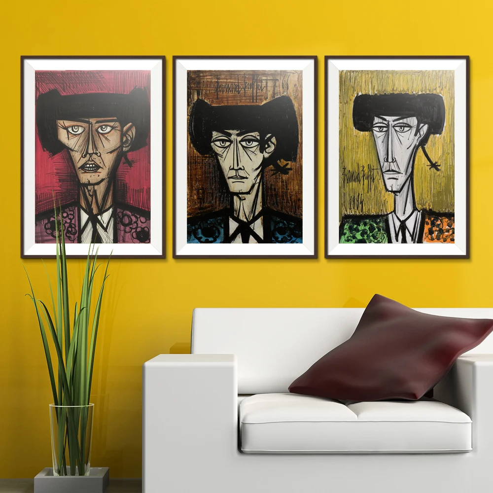

La Corrida head of Toro Figure Painting Impressionist Bernard Buffet Unframed Oil Painting Canvas Frameless Spray technical