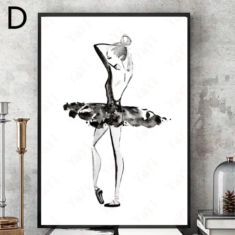 AbstractBlack white abstract ballerina girl wall Posters decorative