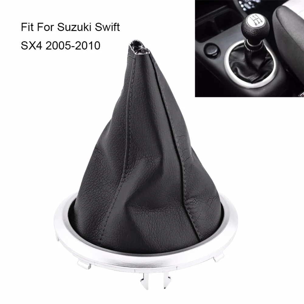 

Car Manual Transmission Shift Lever Frame Boot Cover Fit For Suzuki Swift SX4 2005-2010 PU Leather Gear Shift Boot Cover Black