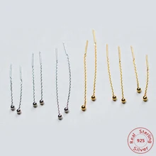 925 Твердые серьги-гвоздики из стерлингового серебра с маленькими бусинами 3 см 4 см 5 см для женщин, креативные модные ювелирные изделия
