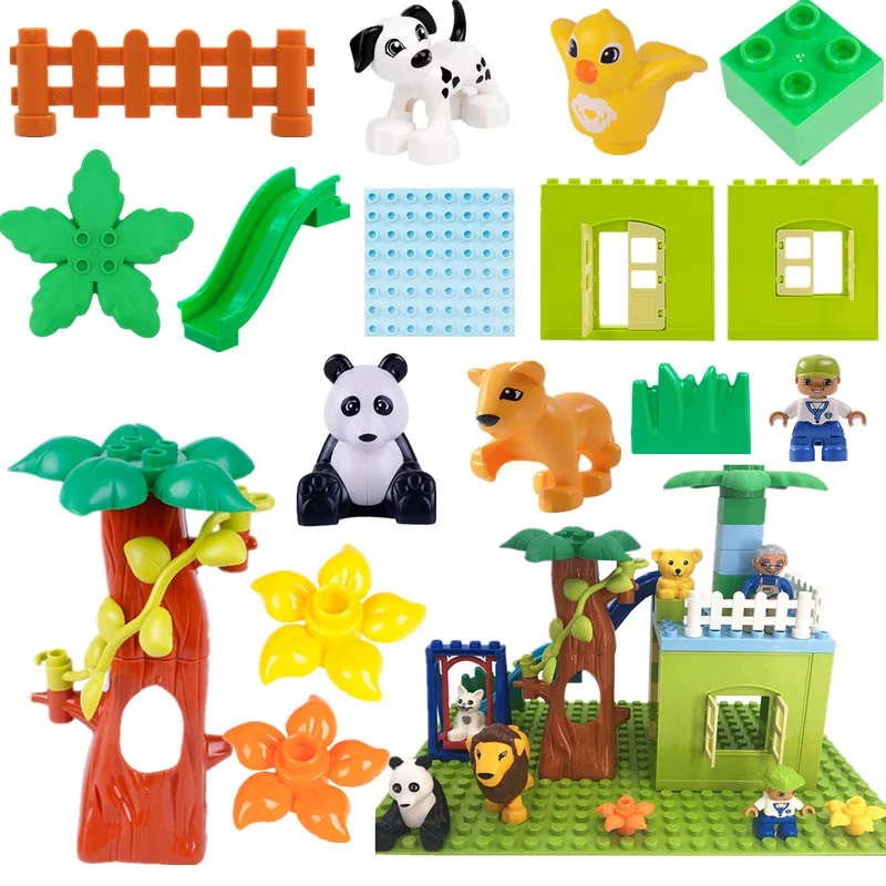

Single Sale Diy Accessories Building Blocks Happy Family Forest House Animals Part Educational Toys For Children Kids Girl Baby