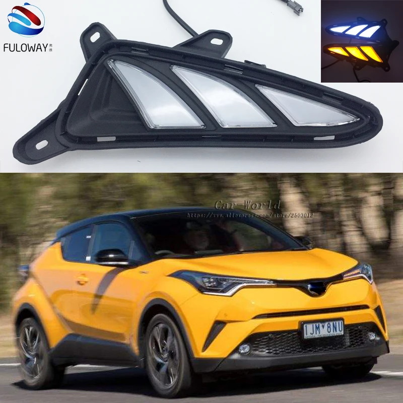 

LED DRL Daytime Running Lights Fog Lamp For Toyota CHR C HR 2016 2017 Turning Signal External Day Light Accessories Car-styling