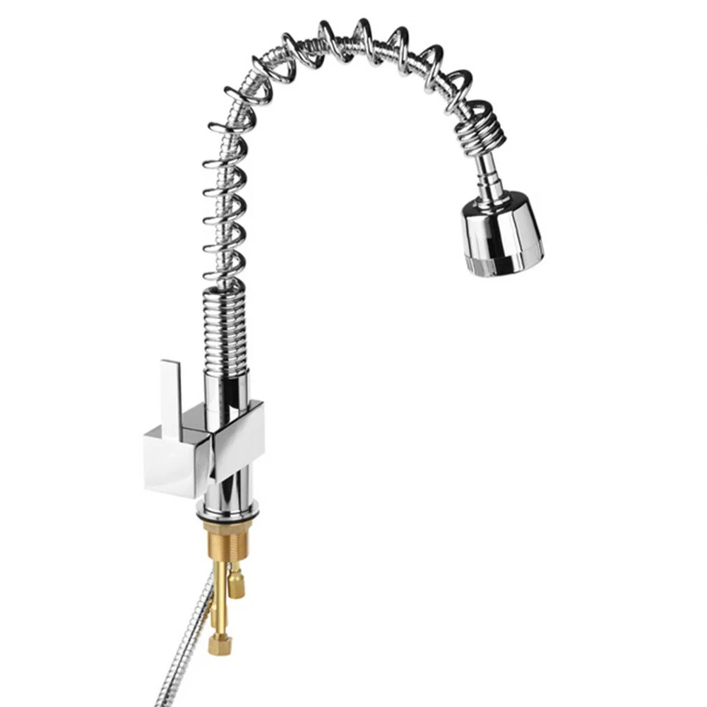 

360 Degree Swivel Solid Easy Install Kitchen Faucet Retractable Spray Pull Out Deck Mounted Taps Brushed Copper Durable Mixer