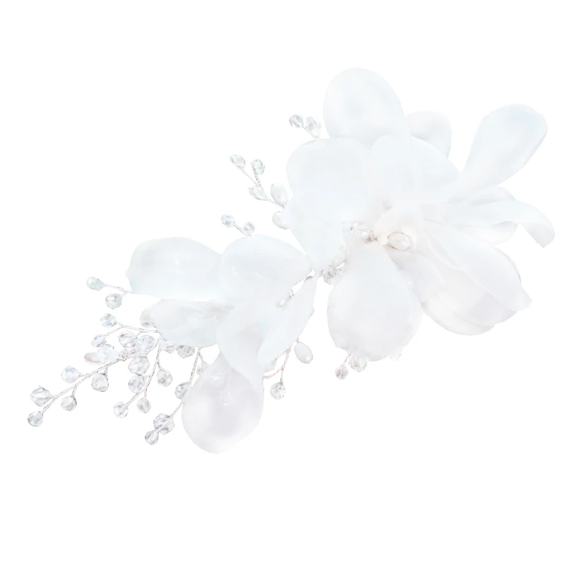 Корейский кристалл цветок бисером невесты волос головной убор цветок ювелирные изделия студия моделирование свадебные аксессуары Бежевый заколки для волос