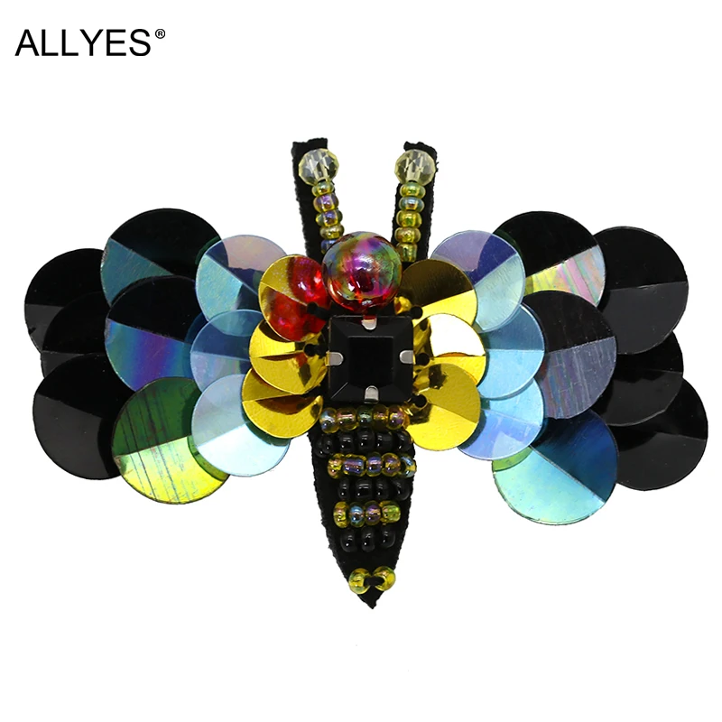 

ALLYES Bee Brooches For Women Jewelry Beautiful Colorful Acrylic Sequins Crystal Beads Large Costume Lapel Pin Insect Brooch