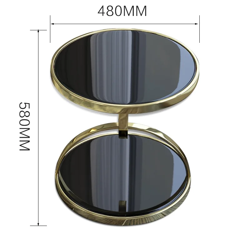 58cm High Gilded Metal Coffee Table / 48cm Round Tempered Glass Table Top