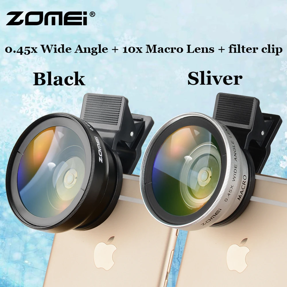 

Zomei Professional 2 in1 Lens 0.45X Wide Angle +10X Macro Lens HD Phone Camera Lens For iPhone 8 7 6S Plus Xiaomi Samsung LG