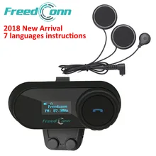 1 pcs BT Helmet Bluetooth Interphone Motorcycle Headset Intercom with LCD Screen +FM Radio for 3 Rider Intercom+Soft Headphone ohanee new version bluetooth motorcycle interphone headset helmet intercom lcd screen with fm radio soft earpiece
