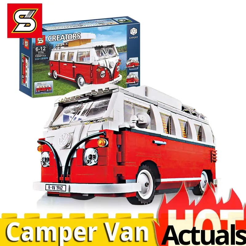 

SY 1174 Camper van T1 compatible lepining legoINGs CREATOR 10220 car model set Building blocks bricks Christmas education toys