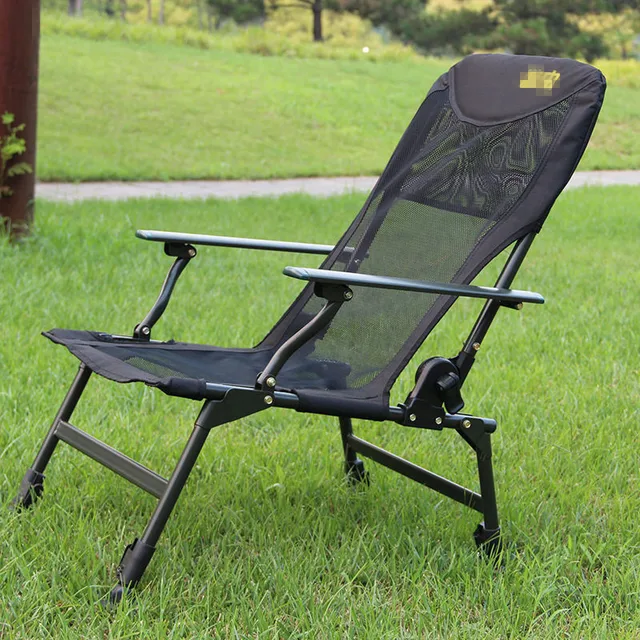 Best price at $153 Cheap Aluminum handrail breathable mesh oxford cloth folding chair fishing chair leisure adjustable leg lunch break recliner
