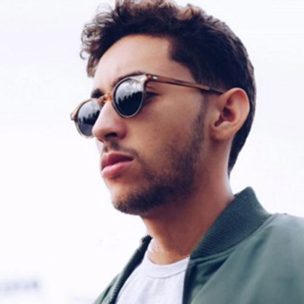 Round Lense Clear Frame sunglasses Gregory Peck Brand Designer men women Sunglass retro gafas oculos 2019 New Fashion