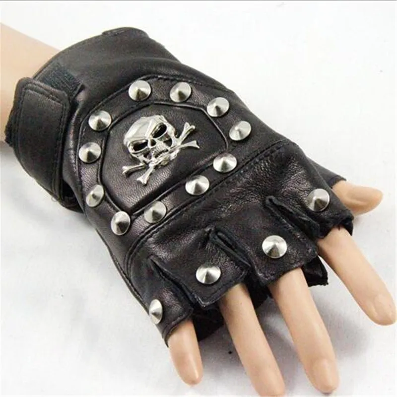 

Star Love Punk Rock Skull Leather Half Finger Gloves Cosplay Costumes Props Stage Glove Fashion Cool Accessories
