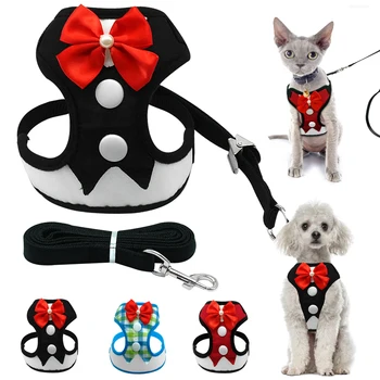

Mesh Small Dog Harness Nylon Breathable Puppy Dog Harness Vest Pet Walking Harnesses Leash Set For Chihuahua Small Dogs Cat