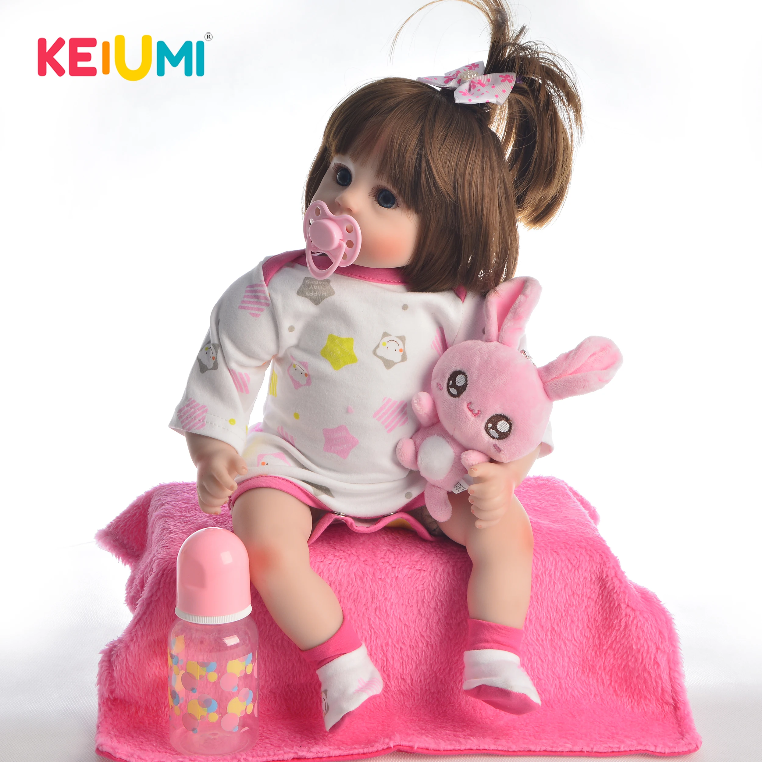 

KEIUMI 18 Inch New Style Reborn Baby Lovely Girl Doll With Soft Silicone Vinyl 2019 Cute Baby Toy Doll For Children's Day Gifts