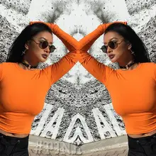 Очень длинный рукав футболки Женские базовые твердый тройник Pigeonnant эластичные футболки женские, облегающие повседневные короткие топы футболки Femme