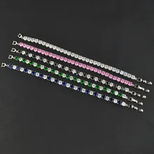Белый/синий/зеленый/розовый/мм черный 5 мм AAA кубический цирконий браслет для женщин, высокое качество модные украшения для свадьбы Вечерние/подарок