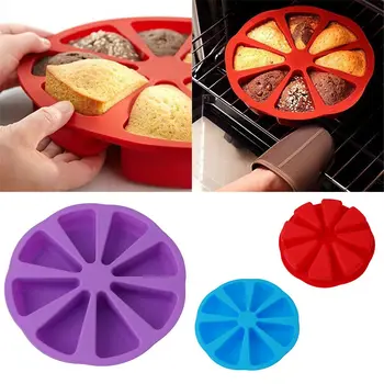 

JX-LCLYL Silicone 8 Cavity Portion Cake Mold Slices Pastry Pizza Pan Tray Mould