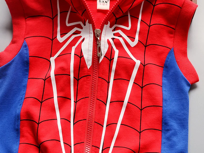 Костюм для мальчиков человек паук комплекты одежды хлопковый спортивный костюм детский крутой Человек-паук мужской костюм для косплея 3 шт. детский спортивный костюм