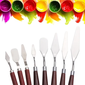 

3/5Pcs Mixed Stainless Steel Palette Scraper Set with Wooden Handle Spatula Knives Blade For Artist Oil Acrylic Painting Tools