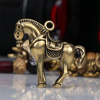 

Prodgf 2Pcs A Set horse shape art animal bronze keychain