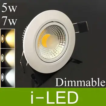 

Led Cob Downlight Dimmable 5w 7w White shell Led Recessed Lights lamp indoor led lighting AC110-240V 120angle 3 years warranty