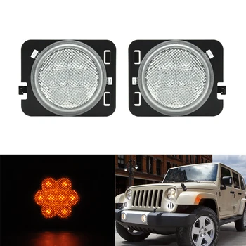 

Clear Lens Front Amber LED Fender Side Marker Light For 2007-17 Jeep Wrangler JK