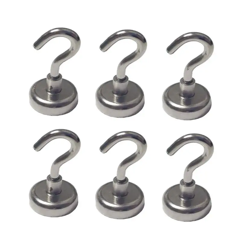 

12 Pcs Magnetic Hooks Powerful Heavy Duty Neodymium Magnet Refrigerator Surfaces Suction hooks