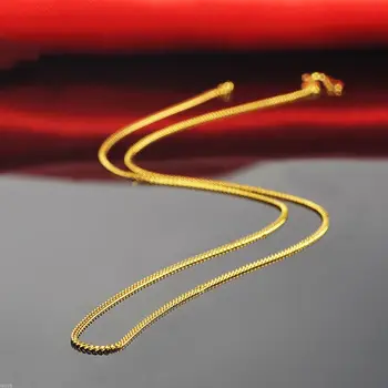 شراءغرامة نقية 999 24K الذهب الأصفر سلسلة المرأة طوق للزينة قلادة الصلبة 18inch