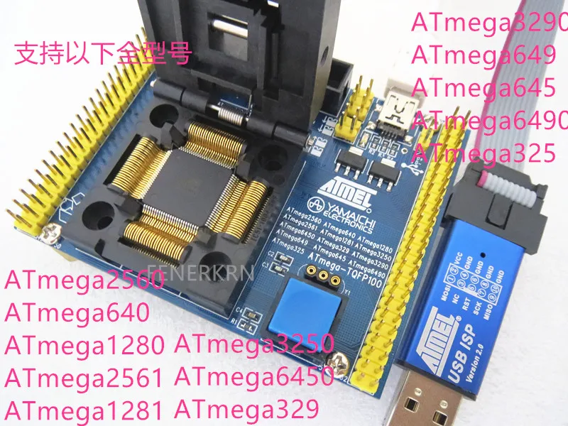 Тестовое сиденье + ISP ATMEL для ATmega2560 ATmega2561 ATmega3290 640 1280 1281 3250 TQFP100 QFP100|Интегральные