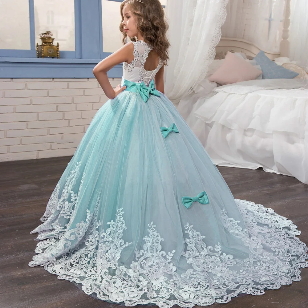 Teen Girls Princess Dress 2018 Tule Children Formal Wedding Gowns Lace Party Pageant Dresses Bridesmaid Evening Clothing For Kid (8)
