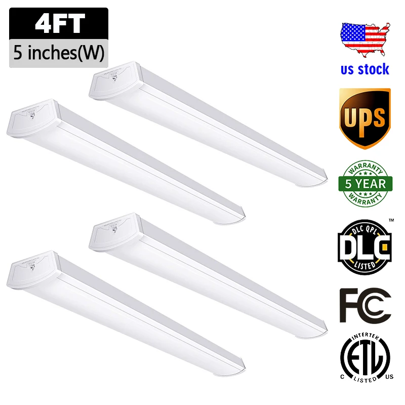 

Garage Lighting LED Linkable Shop Lights 4FT 40W LED Wraparound Office Light Linear Light Fixtures Flush Mount LED Ceiling light