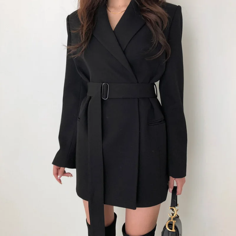 2019 Slim Blazers Women Autumn Suit Jacket Female Work Office Lady Suit Black None Button BusinessBlazer Coat Fashion ins Z027