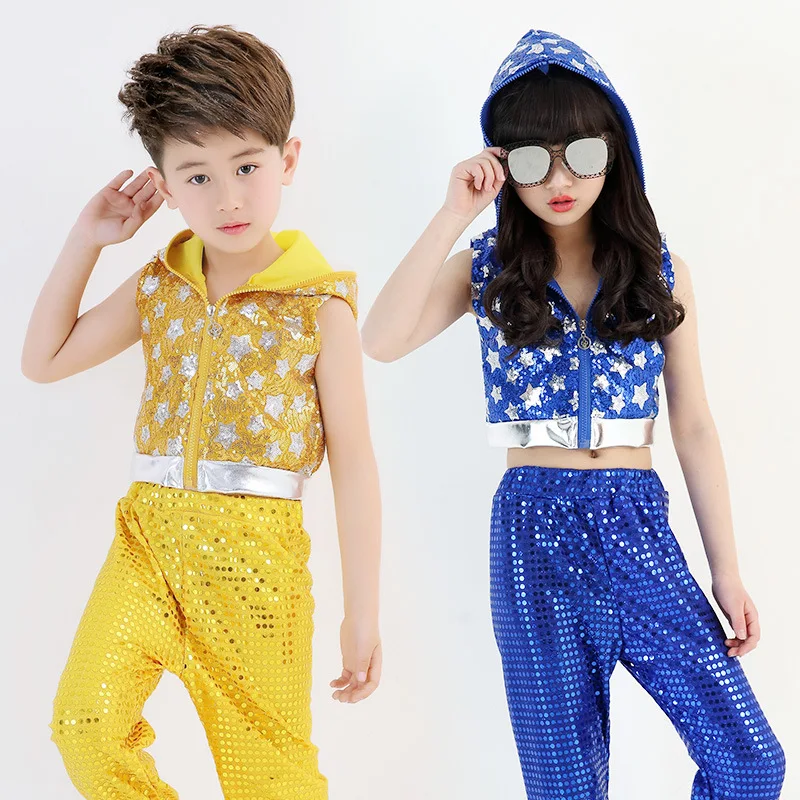 

Children Jazz Hip Hop Dance Dress Sequins Kids Latin Modern Dance Catwalk Costumes Stage Performance Ballroom Dancewear