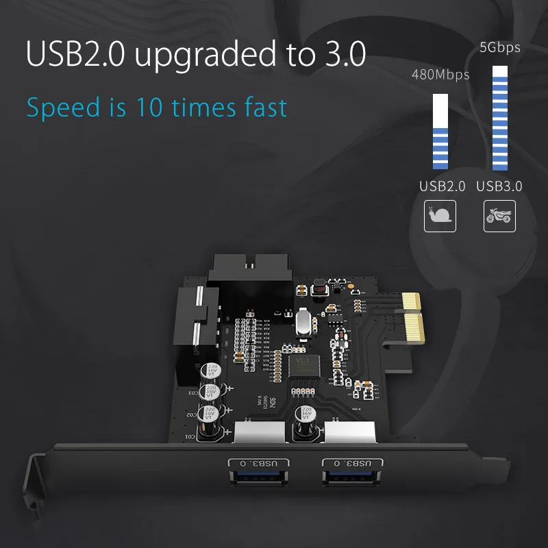 ORICO USB 3,0 PCI-E адаптер расширения PCI-E USB 3,0 концентратор контроллер адаптер карта для Windows Vista ПК ноутбук(PVU3-2O2I