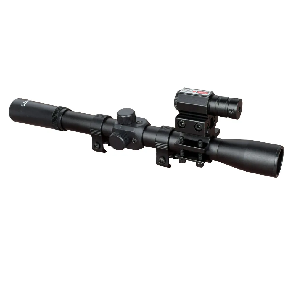 4x20 винтовка оптика область Тактический арбалет Riflescope с красной точкой лазерный прицел и мм 11 мм рельсовые крепления для 22 калибра