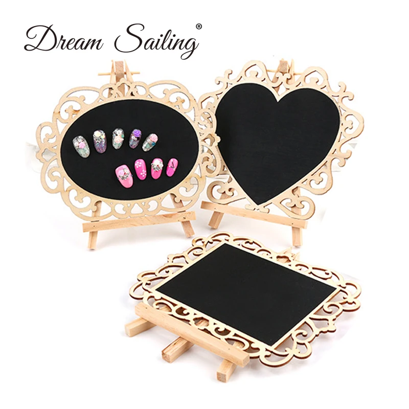 

Wooden Nail Art Display Stand False Nail Tips Display Black Board Professional Nail Salon Manicure Tools Notice Board