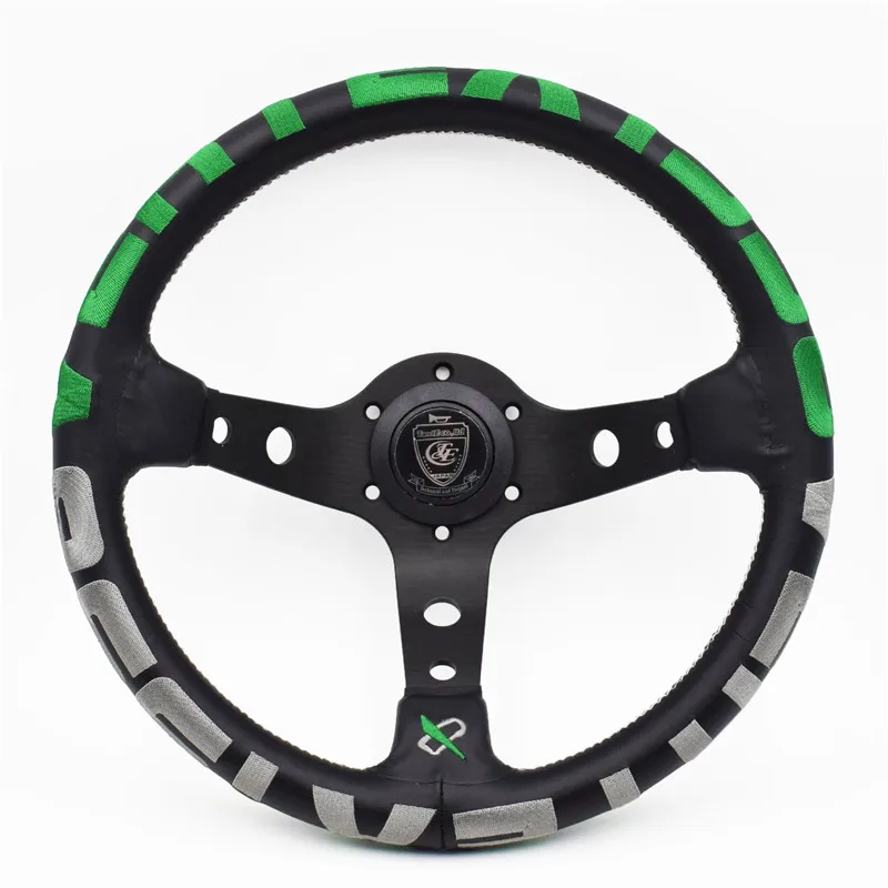 Красный Вышивка Vertex натуральная кожа дрейф спортивный рулевого колеса - Цвет: Зеленый