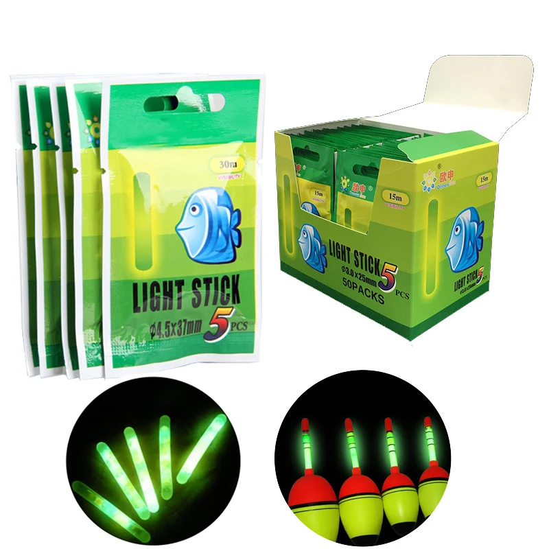 50 قطعة الصيد تعويم ضوء عصا Lightstick قضيب تعويم ليلي ضوء الظلام الوهج عصا مفيدة الكثير الصيد معالجة العائمة