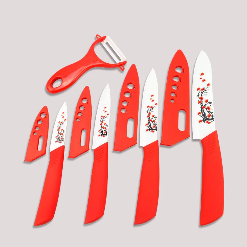 

Findking Flower Printed Kitchen Knives Top Quality Ceramic Knives 3''4''5''6 inch +Peeler+Cover Fruit Ceramic Paring Knife Set