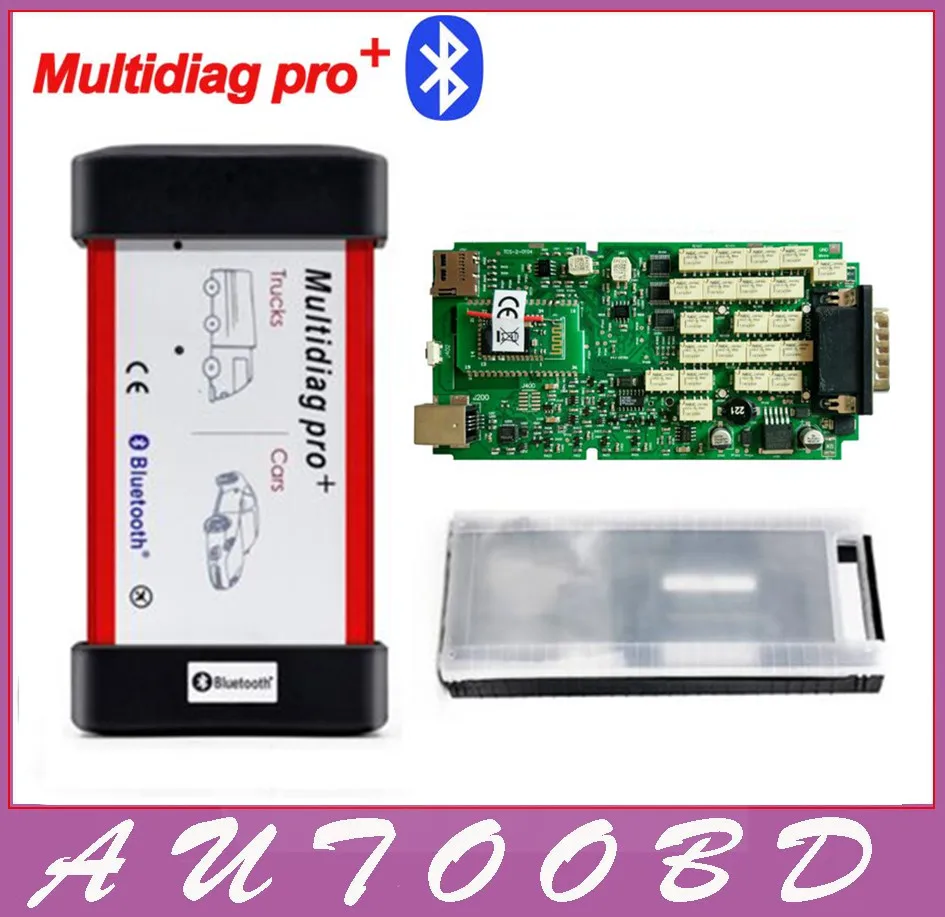 Best TCS CDP Multidiag Pro+Bluetooth with Single Green Board PCB chip+Plastic Box for Cars Trucks OBD2 Scanner diagnostic tool