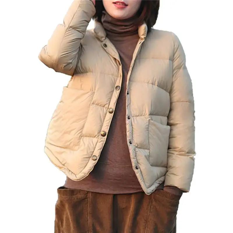 

Women Winter Short Coat 2018 New 90% White Duck Down Jackets Stand Collar Slim Female Loose Down Outerwear Warm Casaco Z225