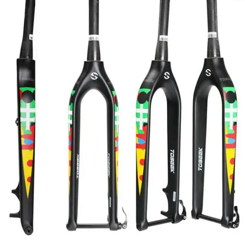 TOSEEK New Carbon Fiber Full Bicycle Fork MTB 29ER Moutain Bicycle Fork UD Matte Conical Through Shaft 15mm Bicycle Disc Brake F