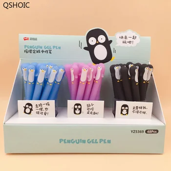 

48Pcs/lot Kawaii Penguin Silicone Gel Pen 0.5mm Black Rollerball Pen Writing Pen Student Stationery School Office Supply