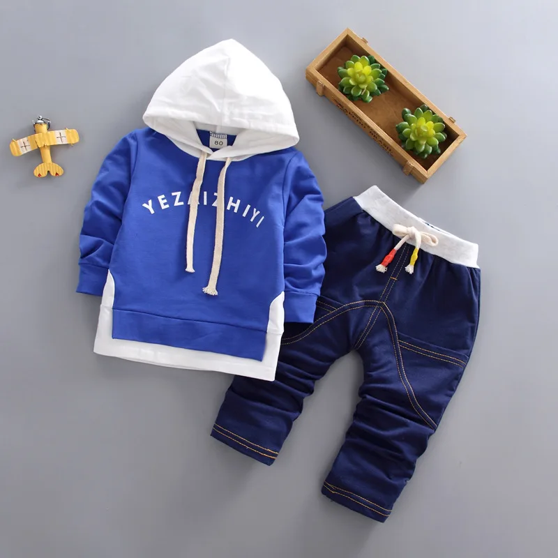 

Fashion Toddler boy tracksuit 1 year old 2 3t 4 boy clothing boutique children clothes 2 piece set hooded tops+jean pants outfit