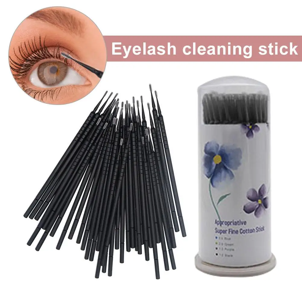 100pcs Disposable Cotton Swabs Eyelash Brushes Cleaning Swab Hot Natural Eyelashes Remover Microbrush Kit Applicators