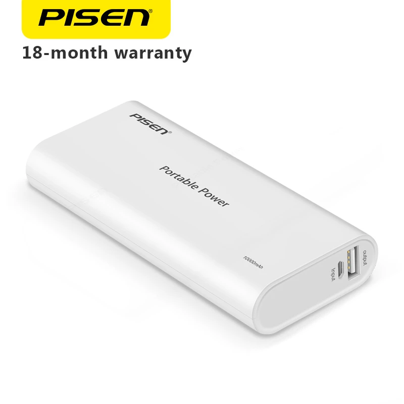 PISEN 10000mAh Power Bank Portable External Battery Pack LED Indicator USB Powerbank Mobile Charger for Phones Tablets