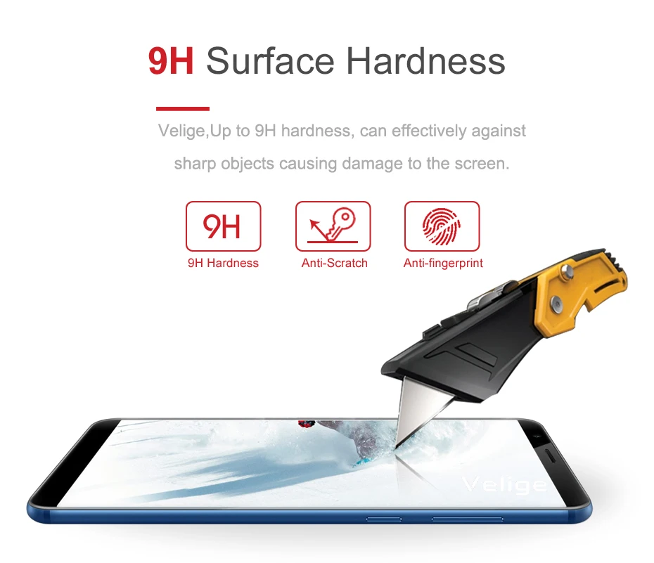 Закаленное стекло Velige 2.5D с полным покрытием для Huawei Honor 7X Honor7X 7 X ультратонкое