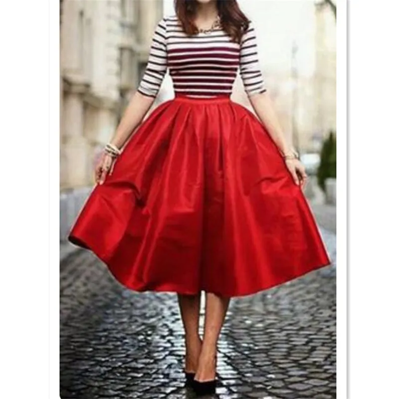 WBCTW осень весна Высокая талия Красный однотонный Винтаж пачка Женская юбка 7XL мода лето миди длина элегантная плюс размер офисная юбка