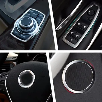 

DWCX Window Switch Panel Cover + Door Speaker Trim + Steering Wheel Ring + Multimedia Buttons Cover For BMW 3 Series F30 F34 316