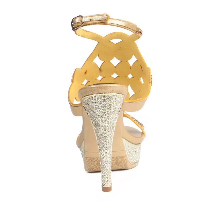Women Elegant Fashion Platform Diamond Sexy High Heeled Ladies Crystal Sandals Gold Peep Toe Shoes Wedding17